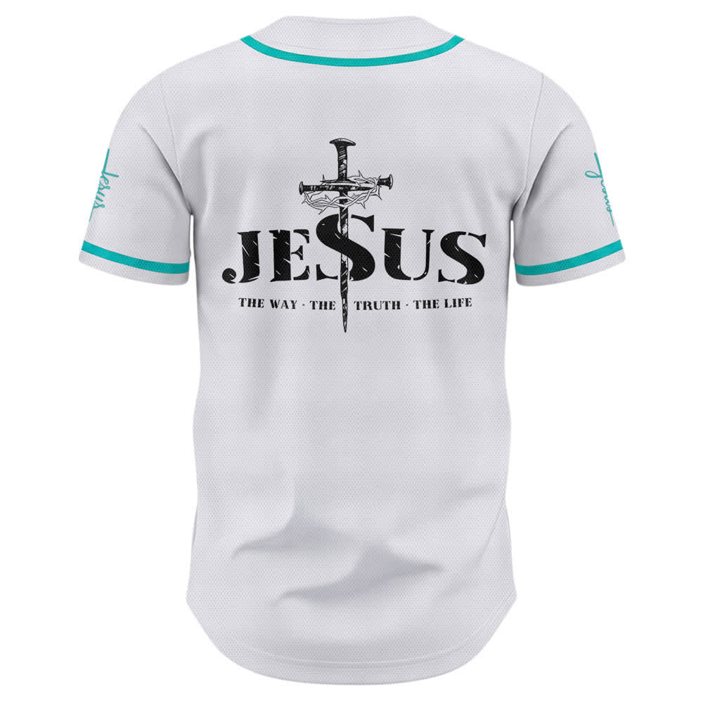Camiseta de béisbol con estampado de doble cara de Jesús, el Camino, la Verdad y la Cruz de Christianartworkshop - image 30