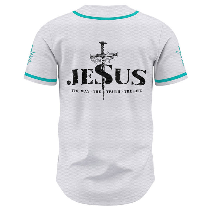 Camiseta de béisbol con estampado de doble cara de Jesús, el Camino, la Verdad y la Cruz de Christianartworkshop - image 30