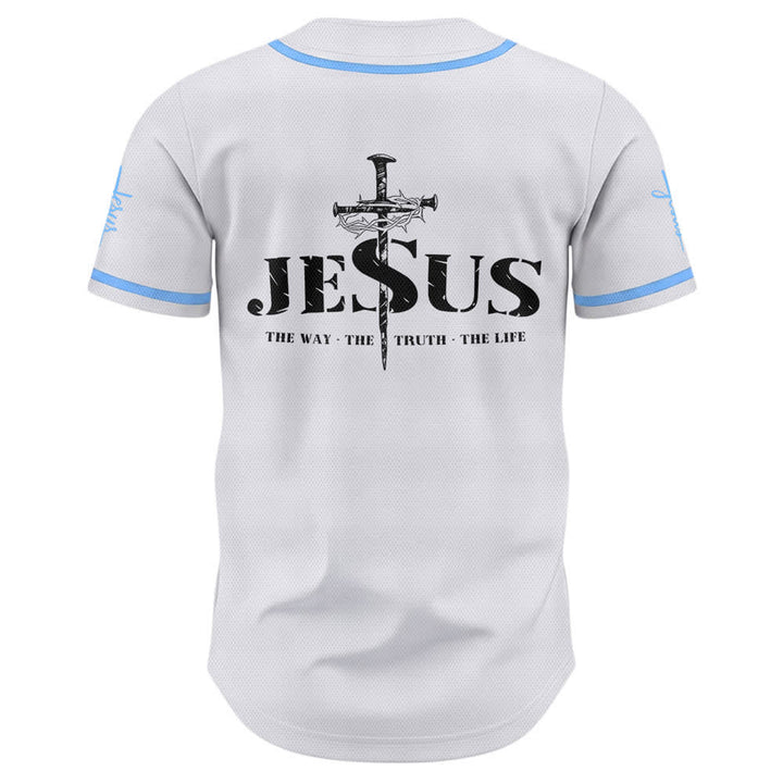 Camiseta de béisbol con estampado de doble cara de Jesús, el Camino, la Verdad y la Cruz de Christianartworkshop - image 37