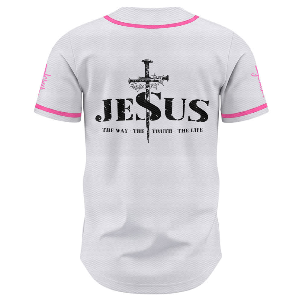 Camiseta de béisbol con estampado de doble cara de Jesús, el Camino, la Verdad y la Cruz de Christianartworkshop - image 44