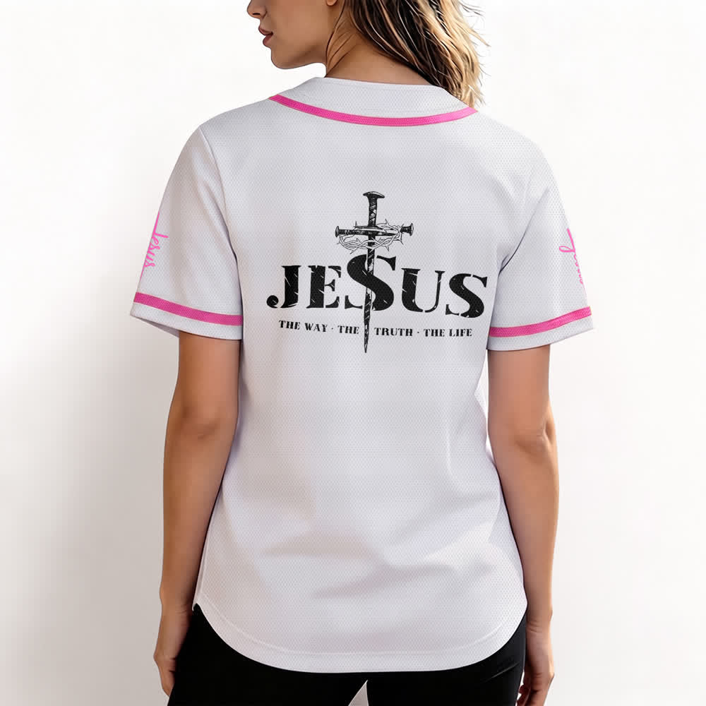 Camiseta de béisbol con estampado de doble cara de Jesús, el Camino, la Verdad y la Cruz de Christianartworkshop - image 46