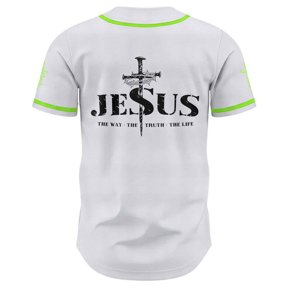 Camiseta de béisbol con estampado de doble cara de Jesús, el Camino, la Verdad y la Cruz de Christianartworkshop - image 51