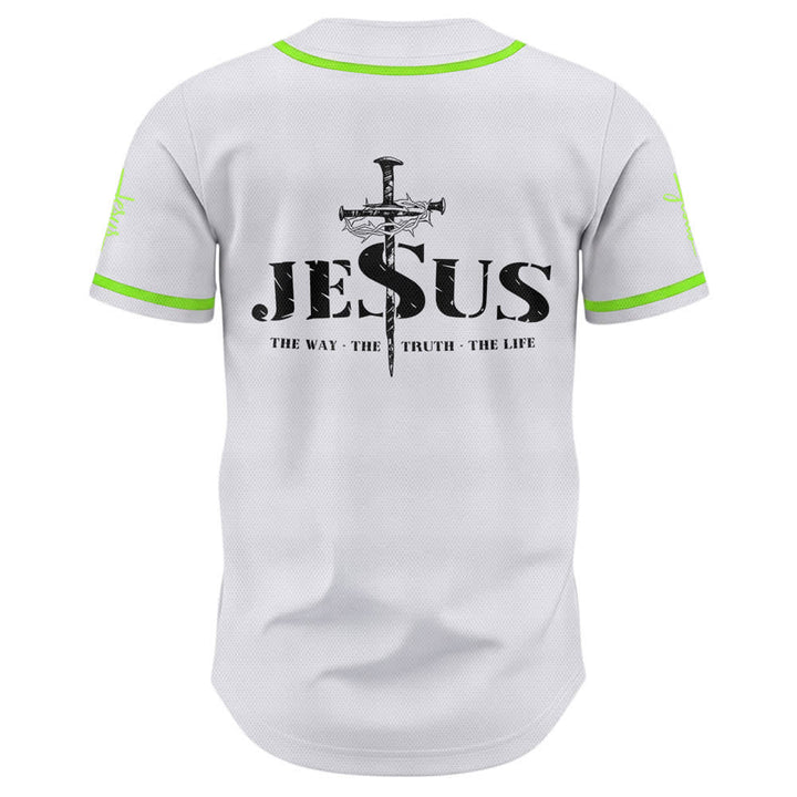 Camiseta de béisbol con estampado de doble cara de Jesús, el Camino, la Verdad y la Cruz de Christianartworkshop - image 51