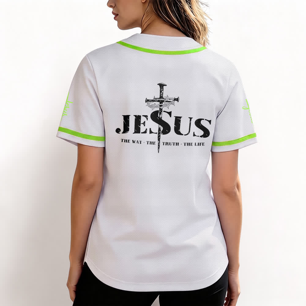 Camiseta de béisbol con estampado de doble cara de Jesús, el Camino, la Verdad y la Cruz de Christianartworkshop - image 53