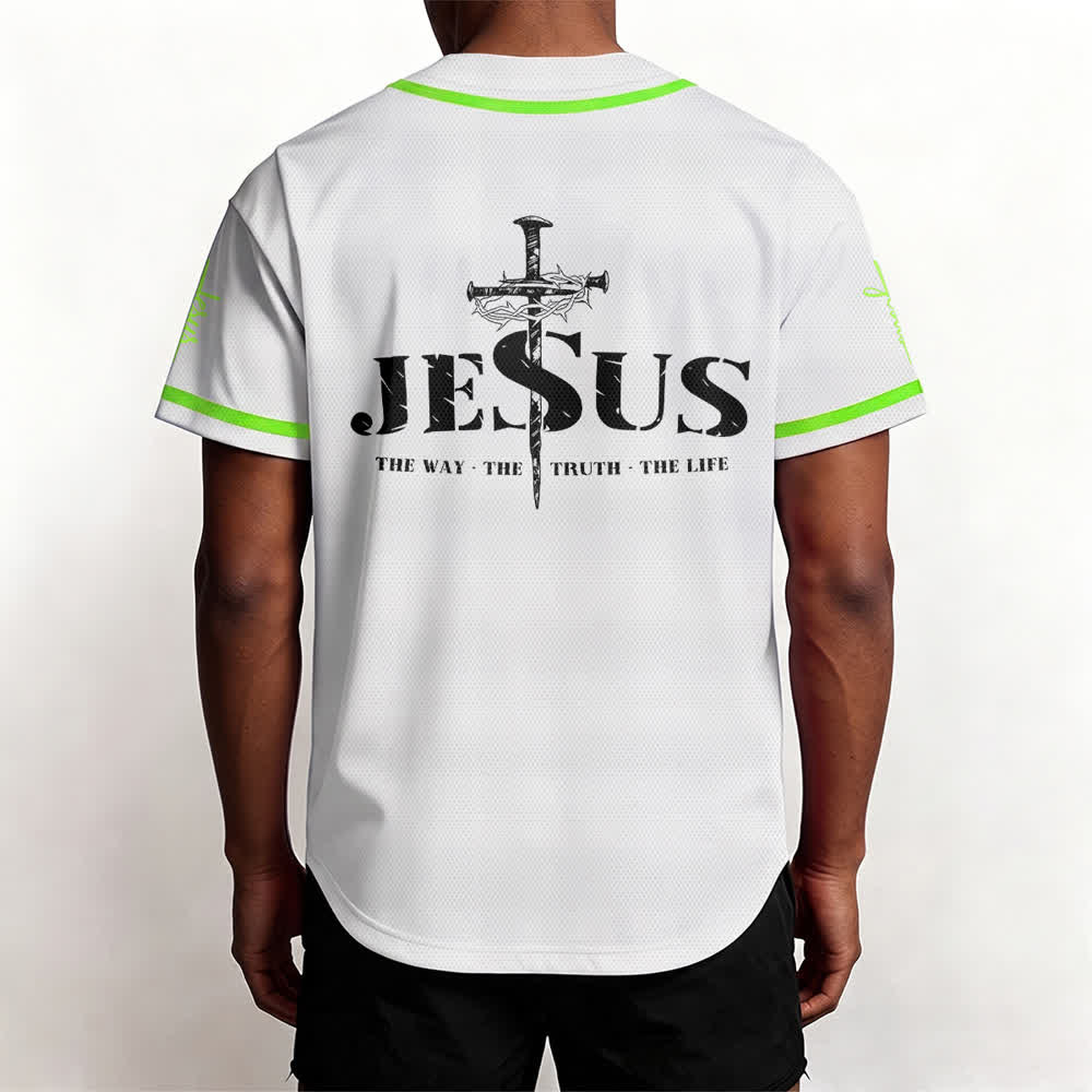 Camiseta de béisbol con estampado de doble cara de Jesús, el Camino, la Verdad y la Cruz de Christianartworkshop - image 55