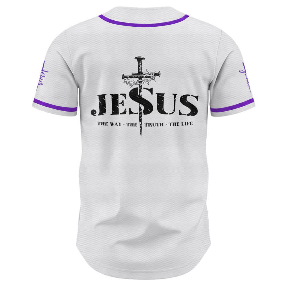 Camiseta de béisbol con estampado de doble cara de Jesús, el Camino, la Verdad y la Cruz de Christianartworkshop - image 58