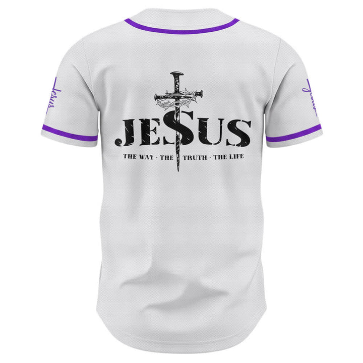 Camiseta de béisbol con estampado de doble cara de Jesús, el Camino, la Verdad y la Cruz de Christianartworkshop - image 58