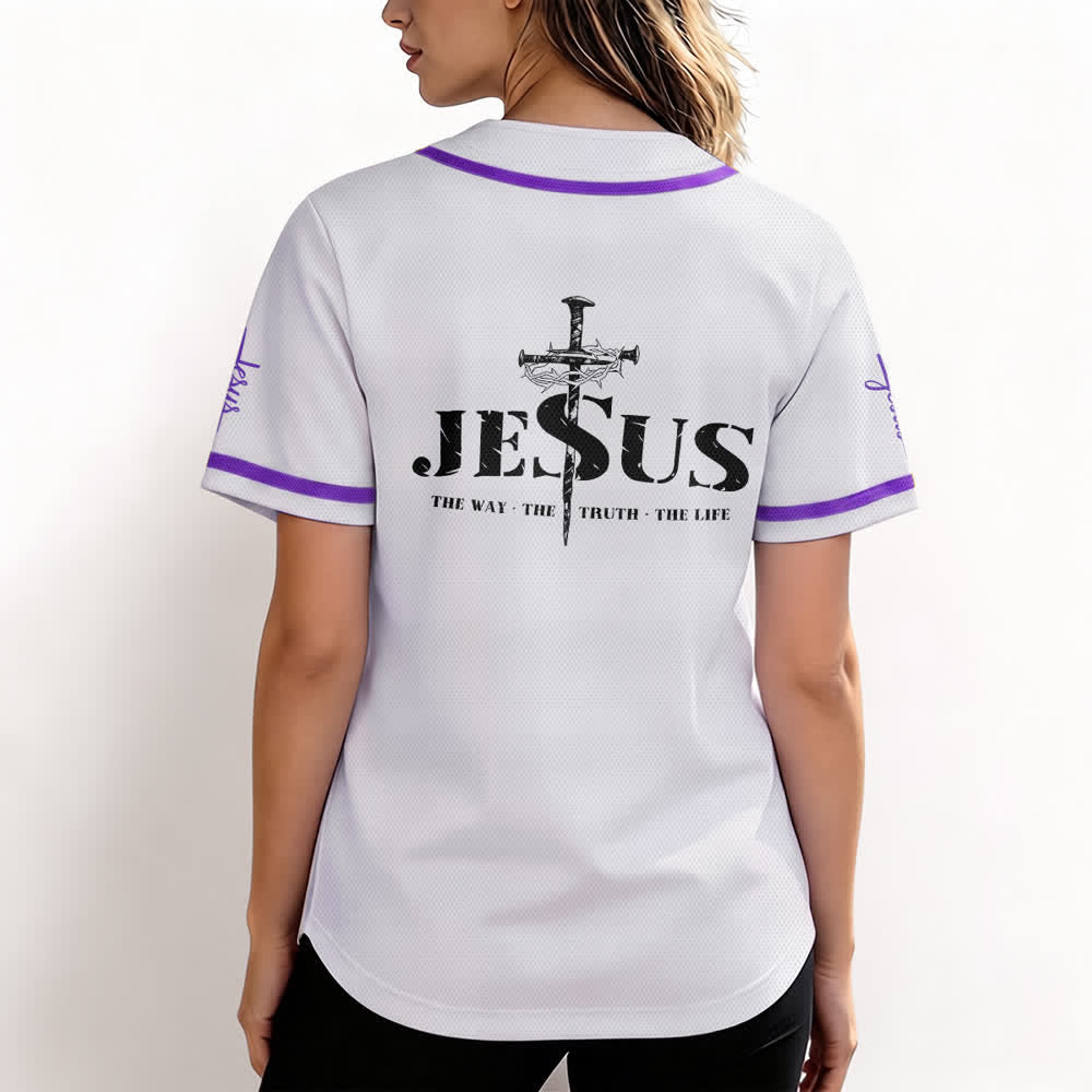 Camiseta de béisbol con estampado de doble cara de Jesús, el Camino, la Verdad y la Cruz de Christianartworkshop - image 60