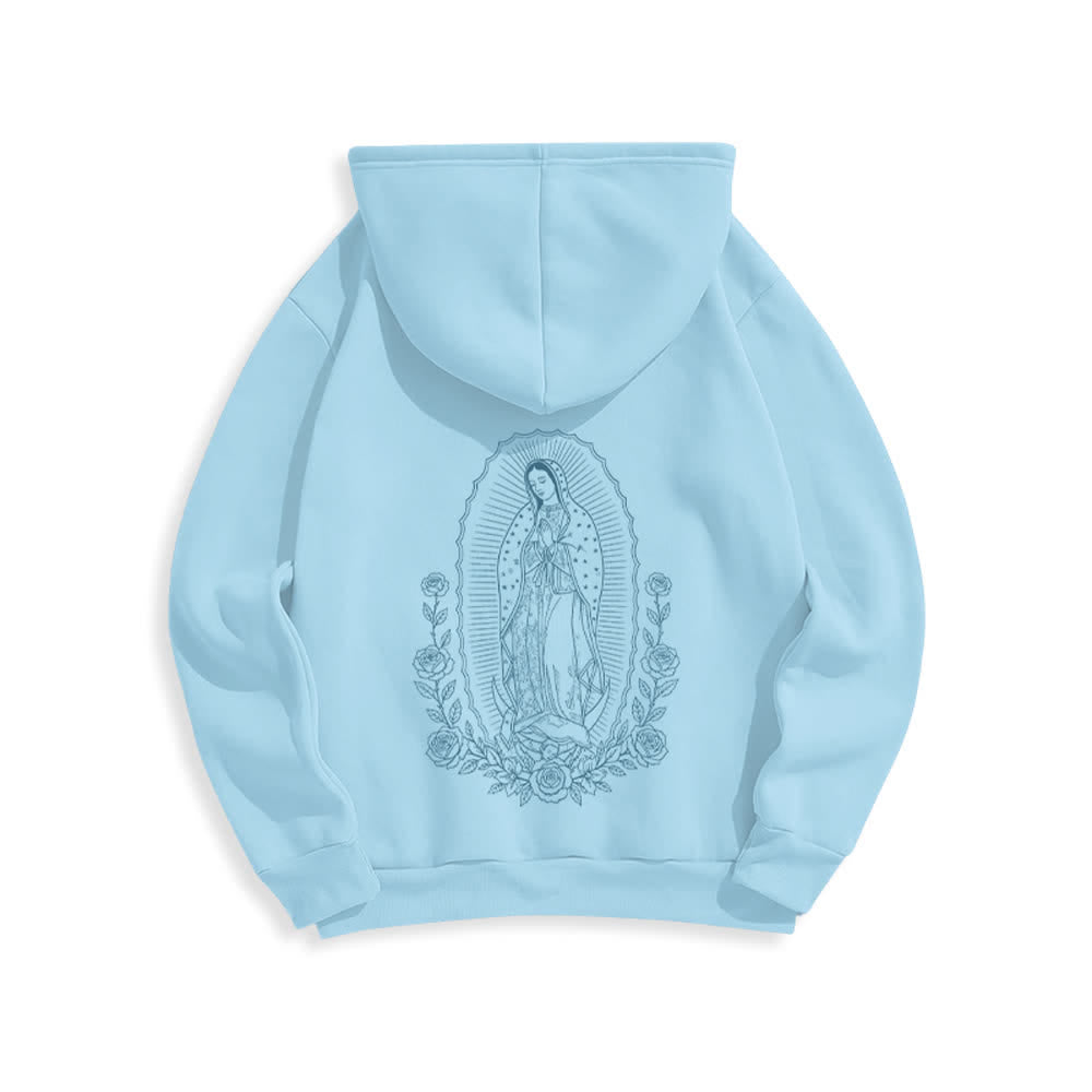 Christianartworkshop Sudadera con capucha de forro polar con estampado vintage de la rosa Mariana. - image 1