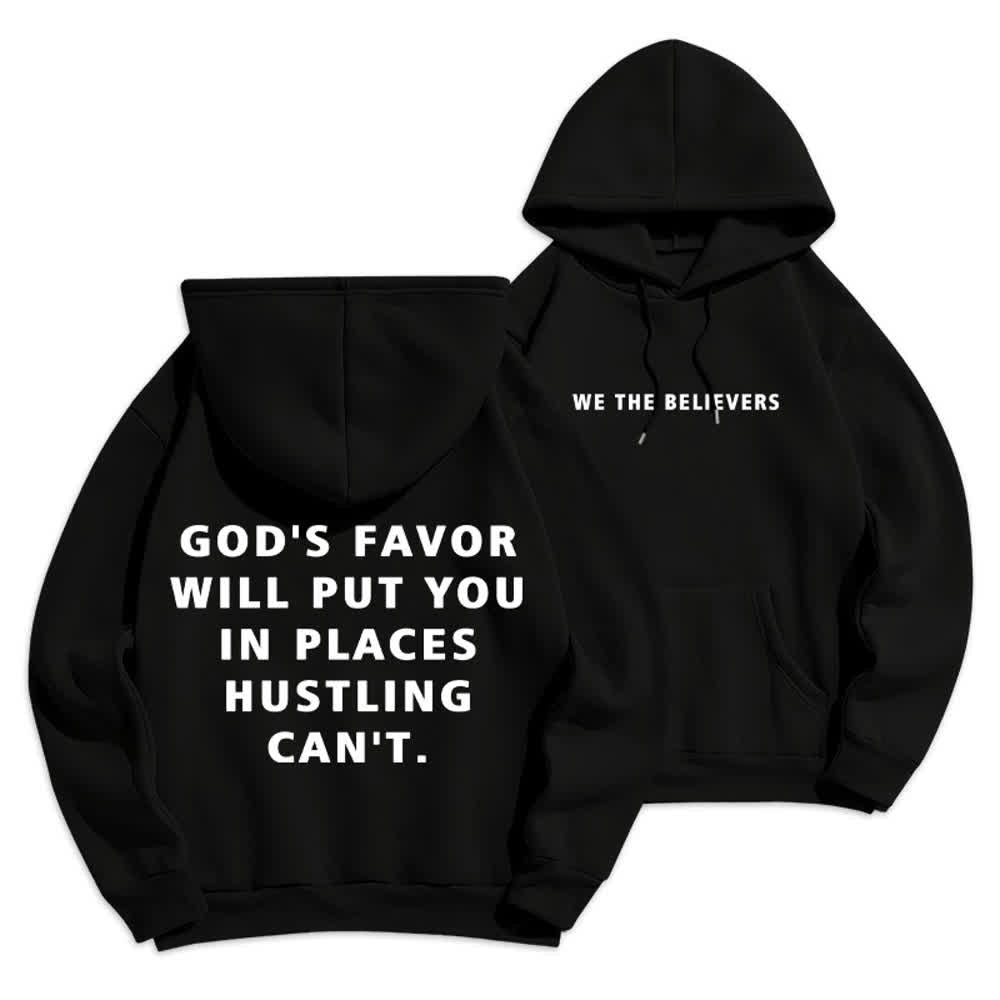 Christianartworkshop Sudadera con capucha forrada de felpa God's Favor Streetwear - Negro - 2XL - image 0
