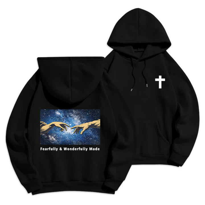 Christianartworkshop Sudadera con capucha estampada en la espalda con estrellas, hecha de forma maravillosa y espléndida. - Negro - 2XL - image 0