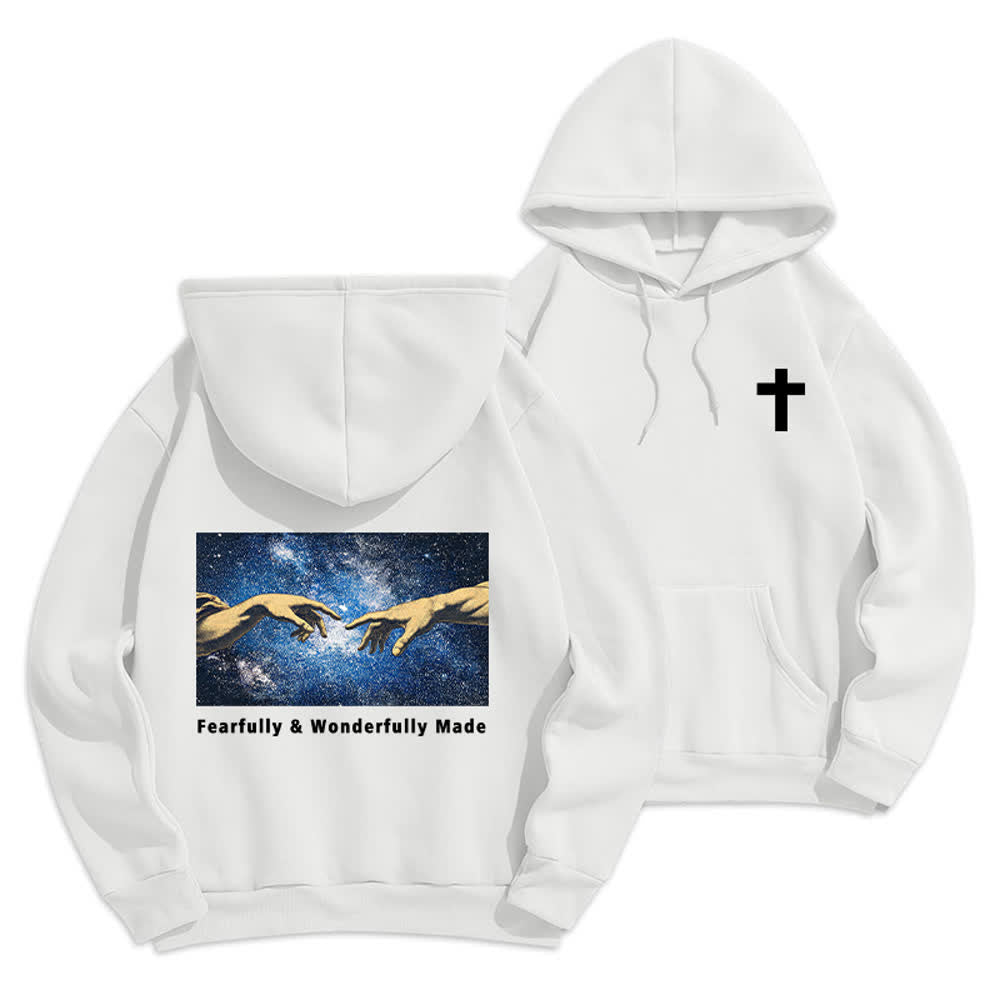 Christianartworkshop Sudadera con capucha estampada en la espalda con estrellas, hecha de forma maravillosa y espléndida. - Blanco - 2XL - image 3