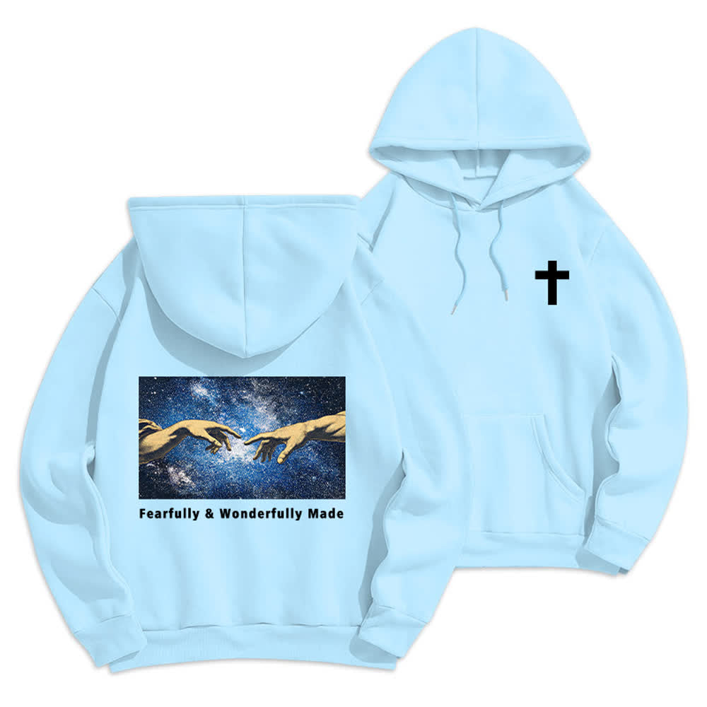 Christianartworkshop Sudadera con capucha estampada en la espalda con estrellas, hecha de forma maravillosa y espléndida. - Azul - 2XL - image 18