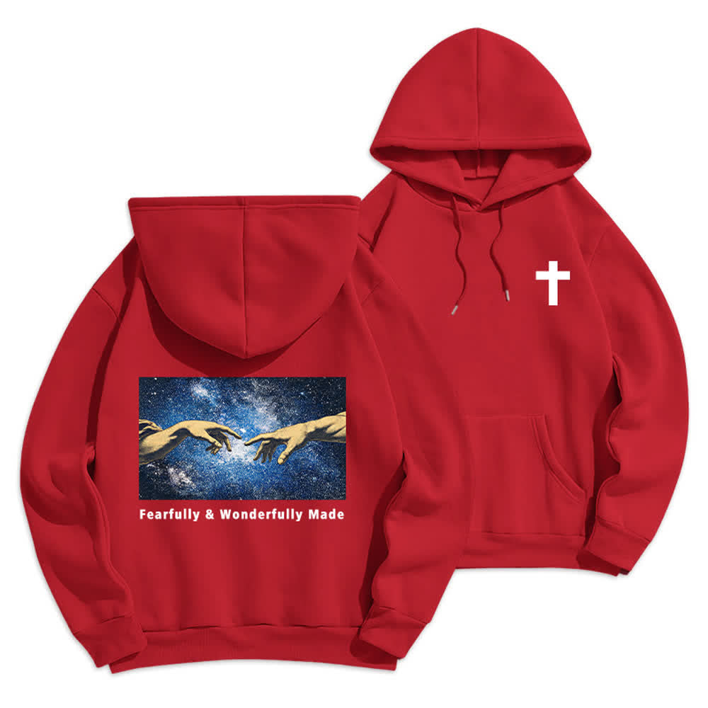 Christianartworkshop Sudadera con capucha estampada en la espalda con estrellas, hecha de forma maravillosa y espléndida. - Rojo - 2XL - image 12