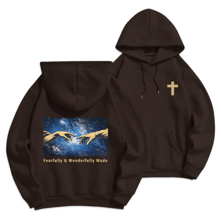 Christianartworkshop Sudadera con capucha estampada en la espalda con estrellas, hecha de forma maravillosa y espléndida. - Marrón - 2XL - image 9
