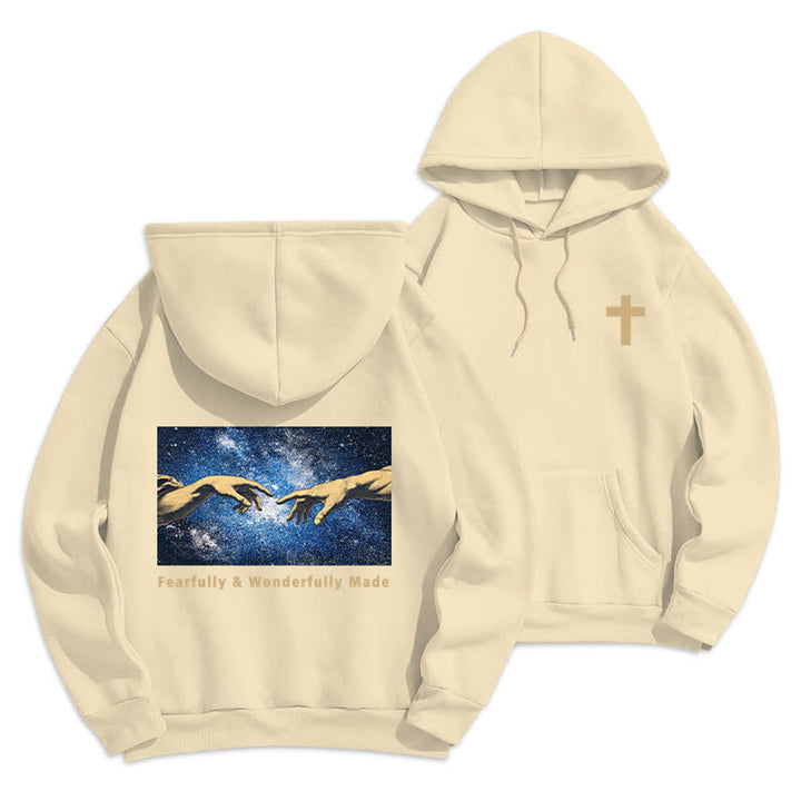 Christianartworkshop Sudadera con capucha estampada en la espalda con estrellas, hecha de forma maravillosa y espléndida. - Beige - 2XL - image 15