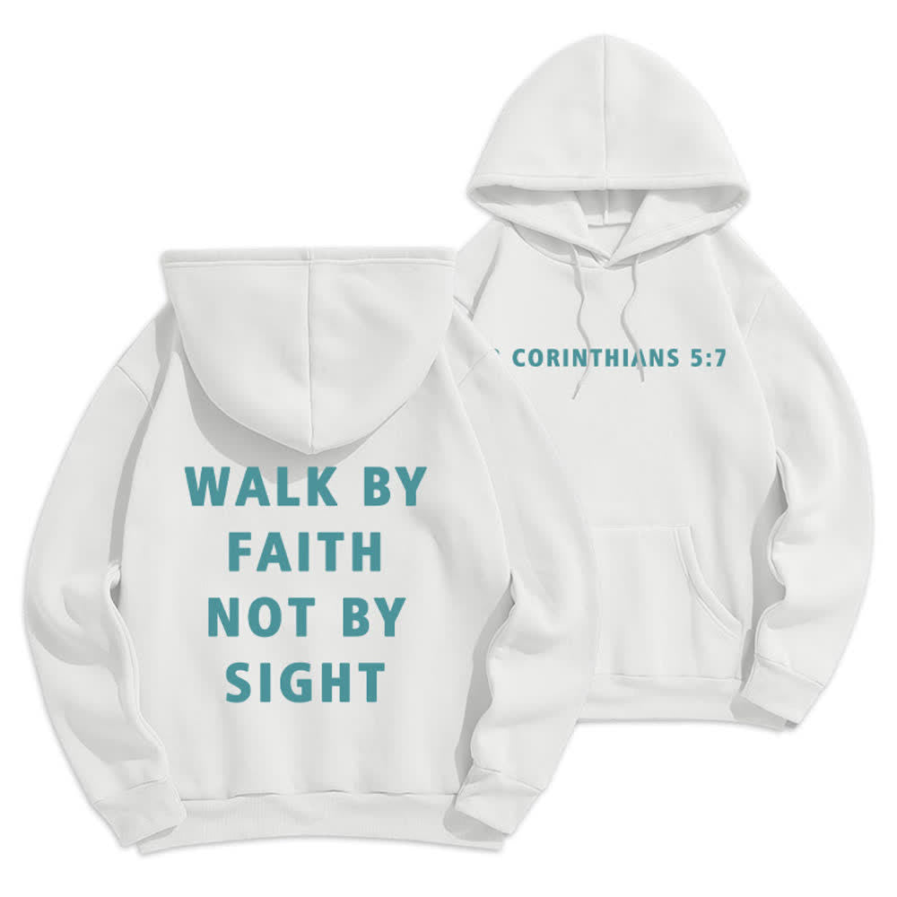 Christianartworkshop Sudadera con capucha "Walk By Faith Not By Look" - Blanco - 2XL - image 0