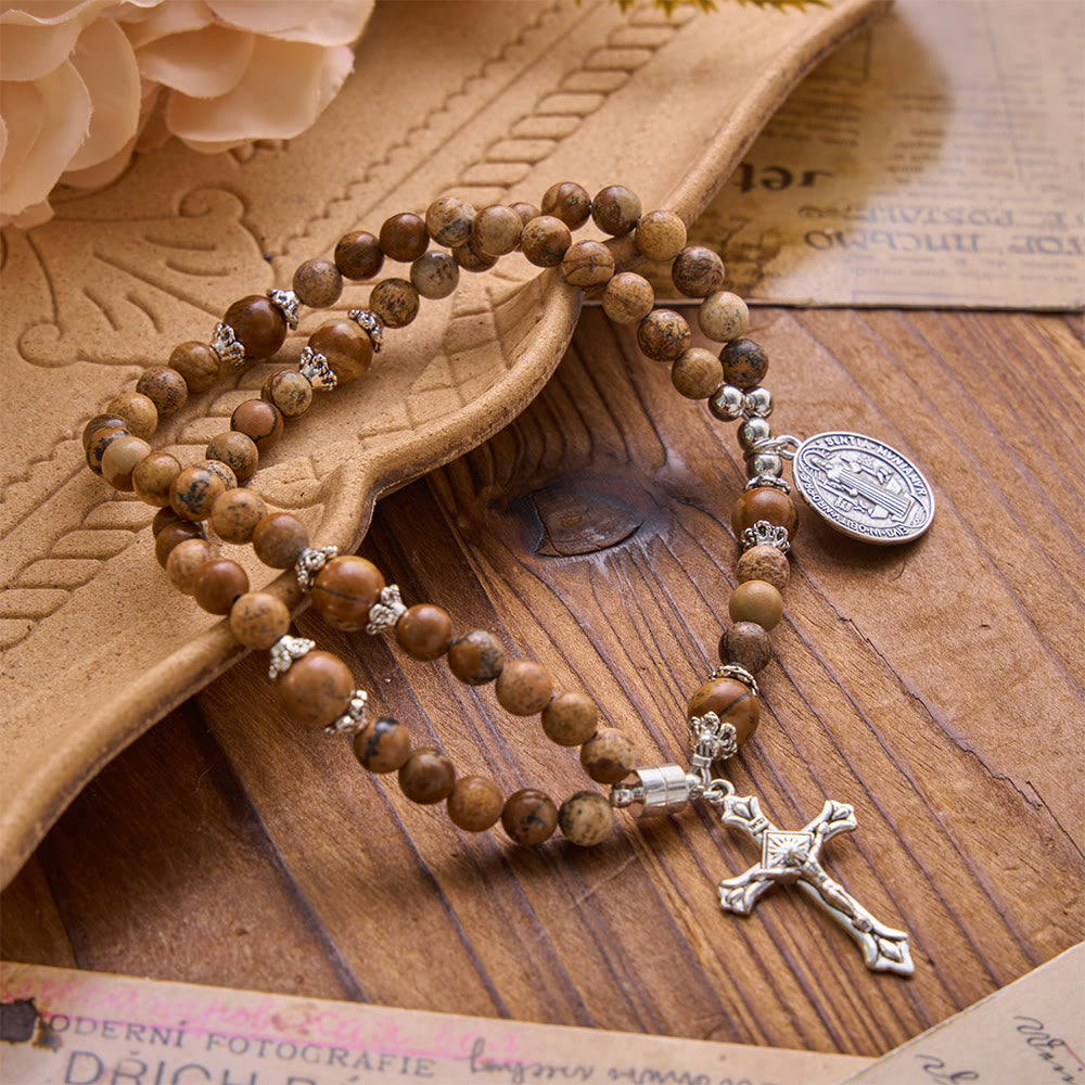 Christianartworkshop Pulsera de San Benito y Crucifijo de Cristal Milagroso: Portador de la Fuerza Sagrada - Foto de Jasper - image 5