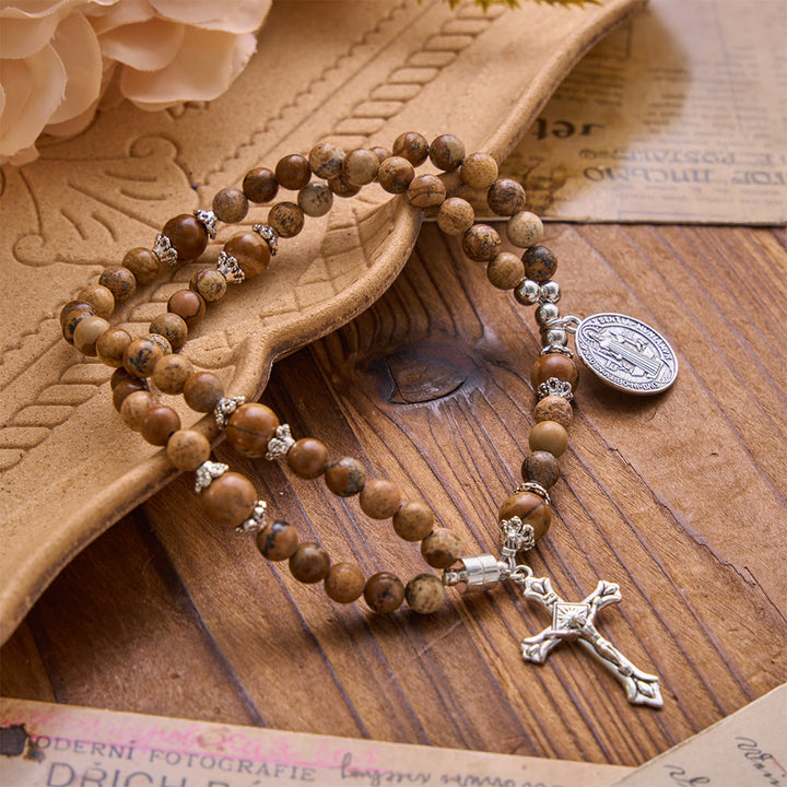 Christianartworkshop Pulsera de San Benito y Crucifijo de Cristal Milagroso: Portador de la Fuerza Sagrada - Foto de Jasper - image 5