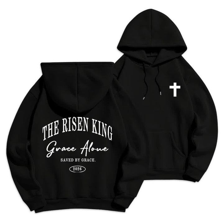 Christianartworkshop Sudadera con capucha gris claro "El Rey Resucitado Grace Solo" - Negro - 2XL - image 21