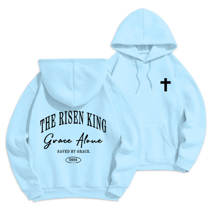 Christianartworkshop Sudadera con capucha gris claro "El Rey Resucitado Grace Solo" - Azul - 2XL - image 0