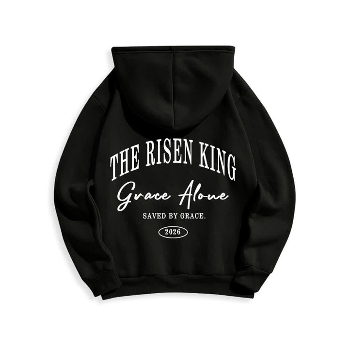 Christianartworkshop Sudadera con capucha gris claro "El Rey Resucitado Grace Solo" - image 22