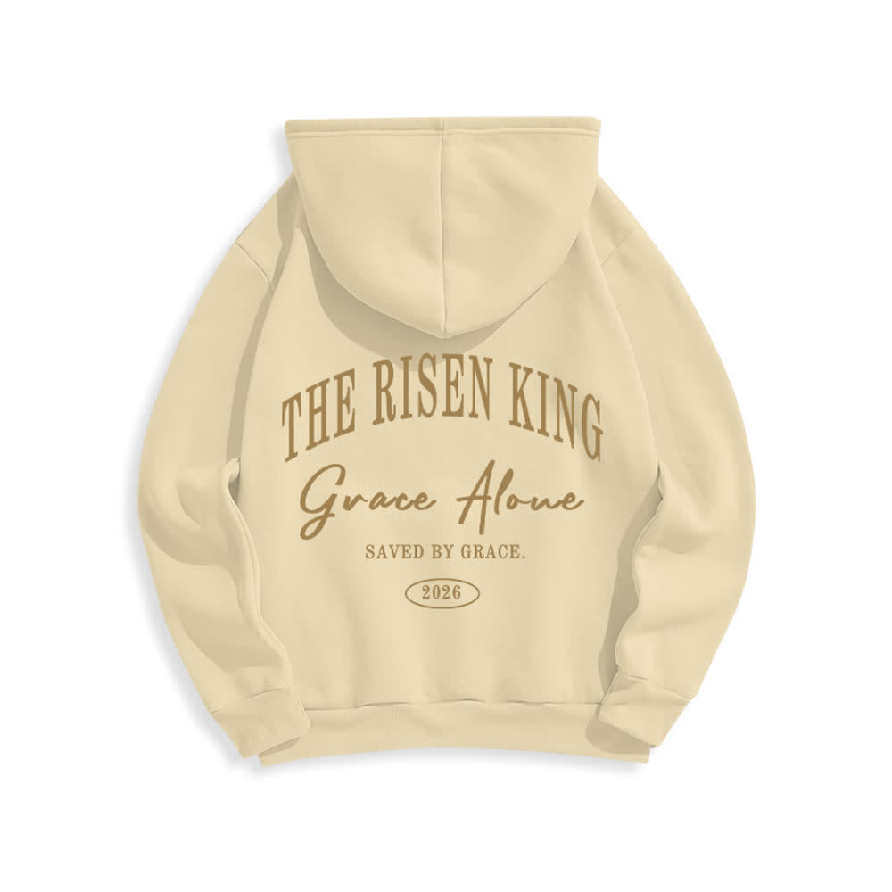 Christianartworkshop Sudadera con capucha gris claro "El Rey Resucitado Grace Solo" - image 7