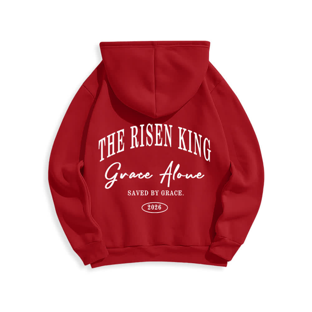 Christianartworkshop Sudadera con capucha gris claro "El Rey Resucitado Grace Solo" - image 13
