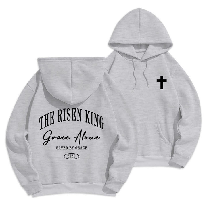 Christianartworkshop Sudadera con capucha gris claro "El Rey Resucitado Grace Solo" - Gris - 2XL - image 9
