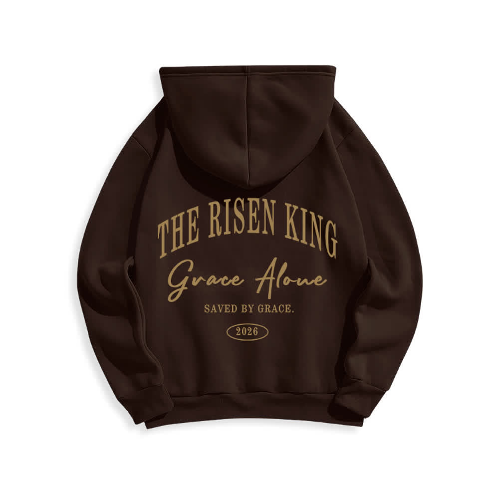 Christianartworkshop Sudadera con capucha gris claro "El Rey Resucitado Grace Solo" - image 16