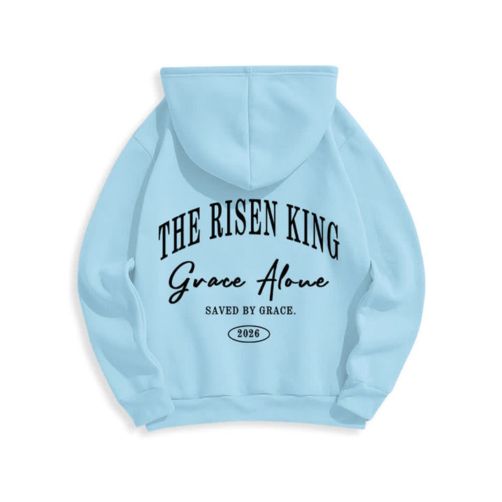 Christianartworkshop Sudadera con capucha gris claro "El Rey Resucitado Grace Solo" - image 1