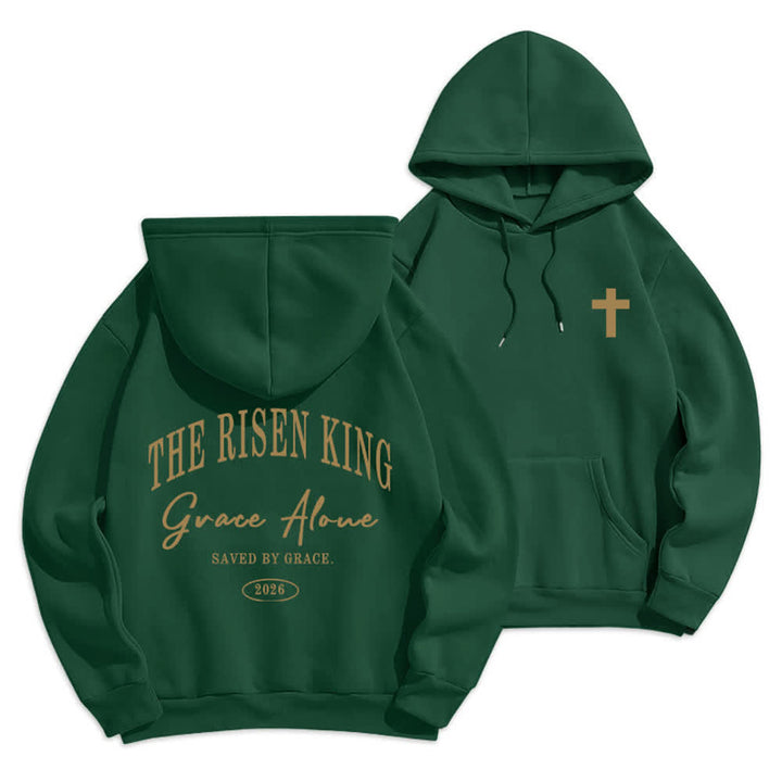 Christianartworkshop Sudadera con capucha gris claro "El Rey Resucitado Grace Solo" - Verde - 2XL - image 18