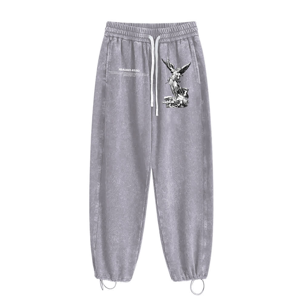 Christianartworkshop Declaración del Arcángel Miguel Isaías 41:10 Pantalones deportivos lavados - image 1