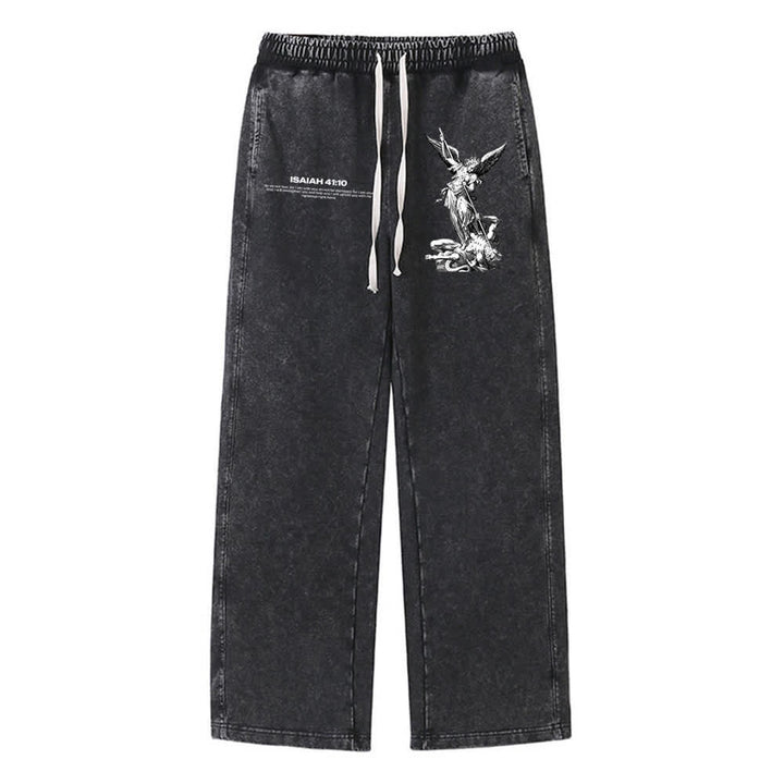 Christianartworkshop Declaración del Arcángel Miguel Isaías 41:10 Pantalones deportivos lavados - Negro - XL - image 6