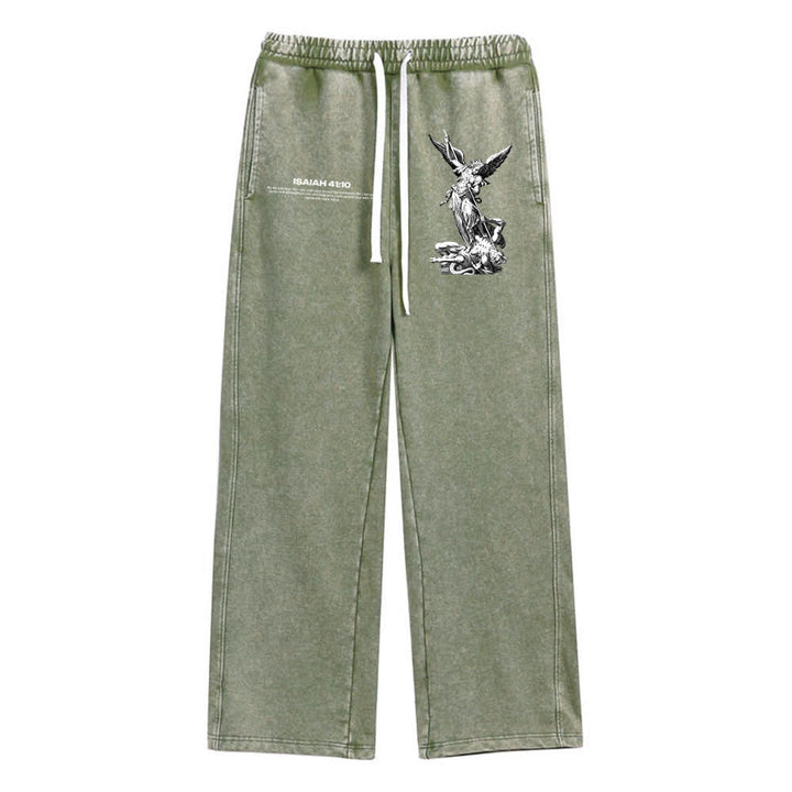 Christianartworkshop Declaración del Arcángel Miguel Isaías 41:10 Pantalones deportivos lavados - Verde militar - XL - image 3