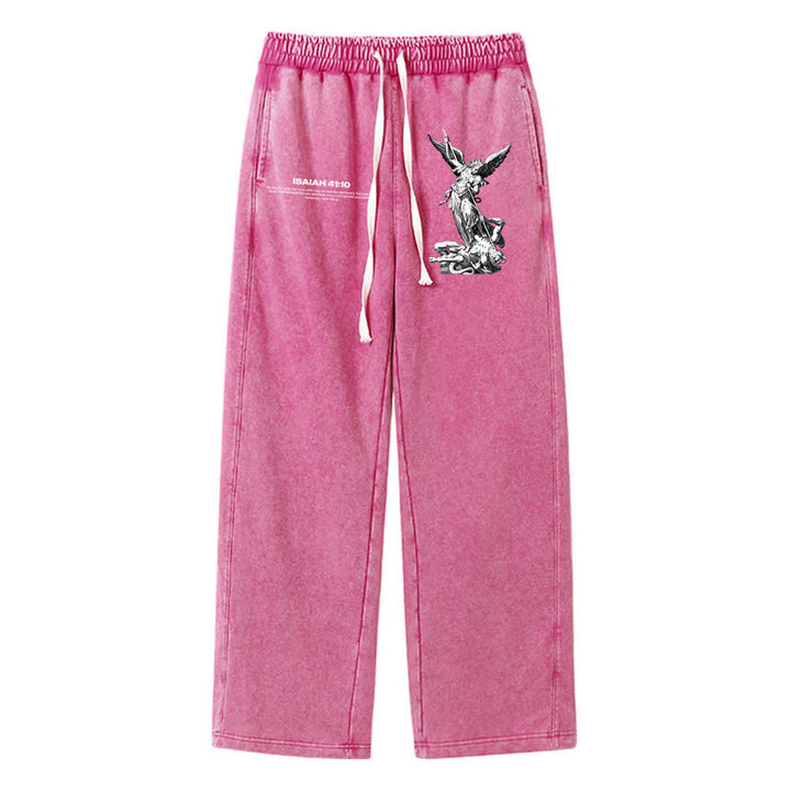 Christianartworkshop Declaración del Arcángel Miguel Isaías 41:10 Pantalones deportivos lavados - Rosa - XL - image 12