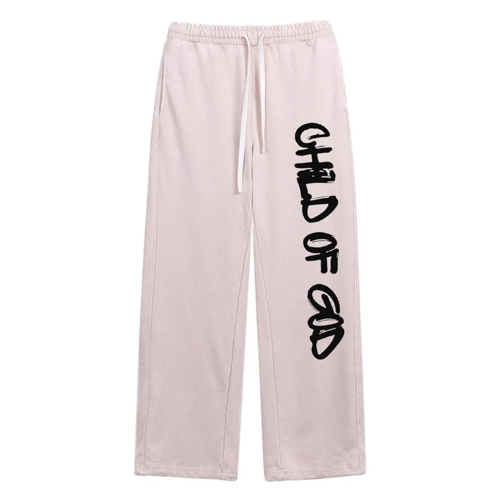 Christianartworkshop Pantalones deportivos lavados con la frase "Hijo de Dios" y grafiti - Albaricoque - XL - image 15