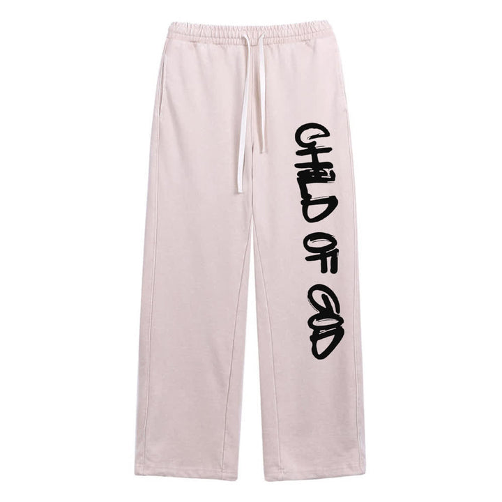 Christianartworkshop Pantalones deportivos lavados con la frase "Hijo de Dios" y grafiti - Albaricoque - XL - image 15