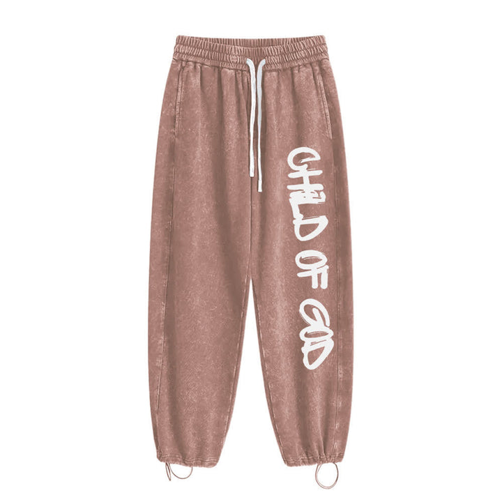 Christianartworkshop Pantalones deportivos lavados con la frase "Hijo de Dios" y grafiti - image 10