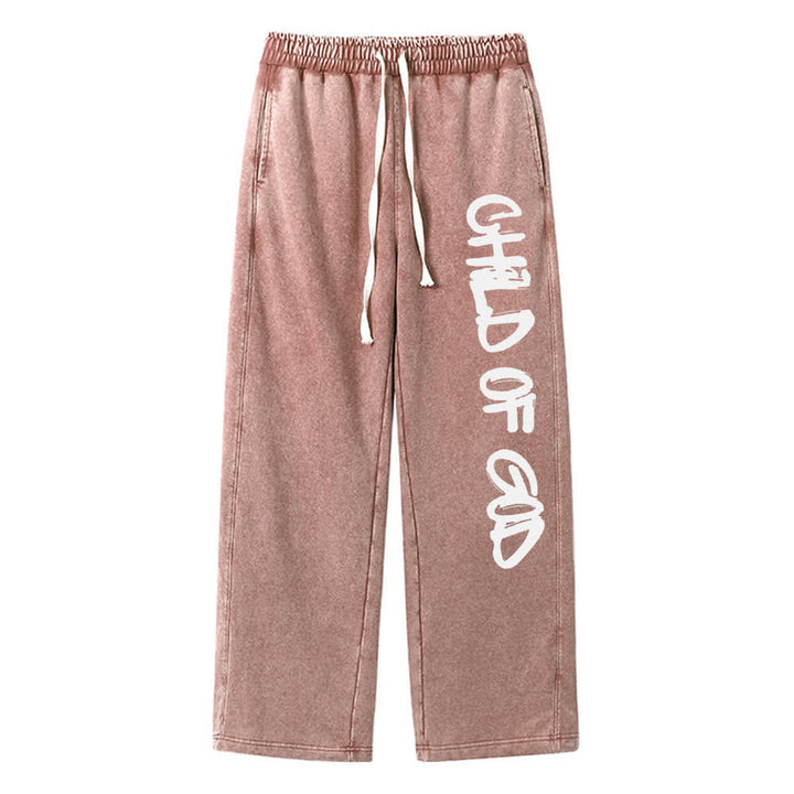 Christianartworkshop Pantalones deportivos lavados con la frase "Hijo de Dios" y grafiti - Marrón - XL - image 9