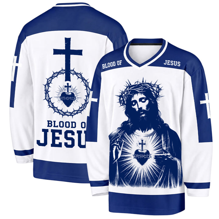 Camiseta de hockey de manga larga con la sangre del Sagrado Corazón de Jesús de Christianartworkshop  - 5XL - image 0