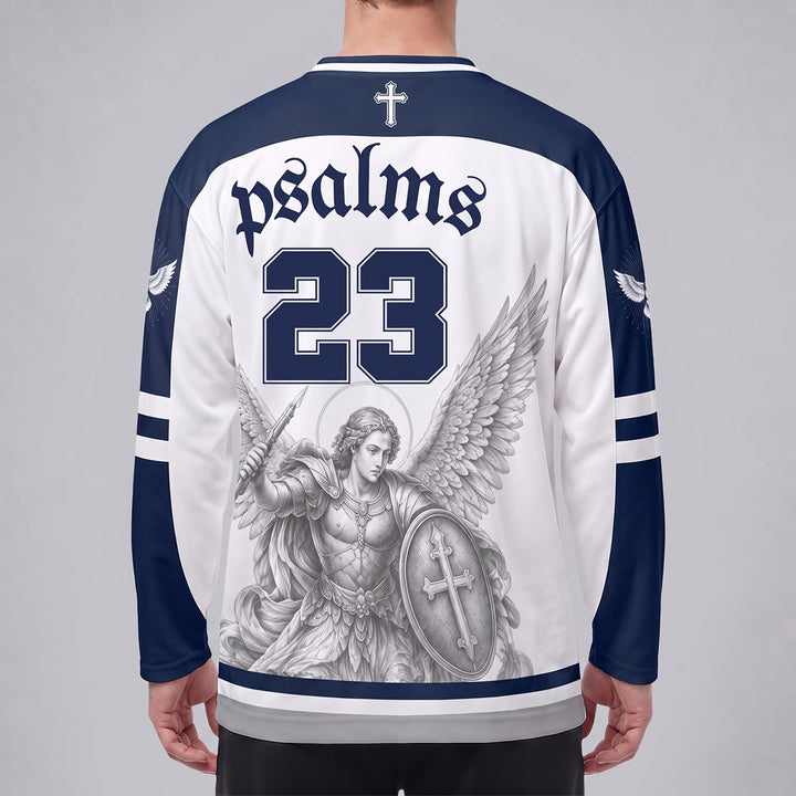 Christianartworkshop Camiseta de hockey de manga larga "Psalm 23 St. Michael Faith Warrior" - image 4