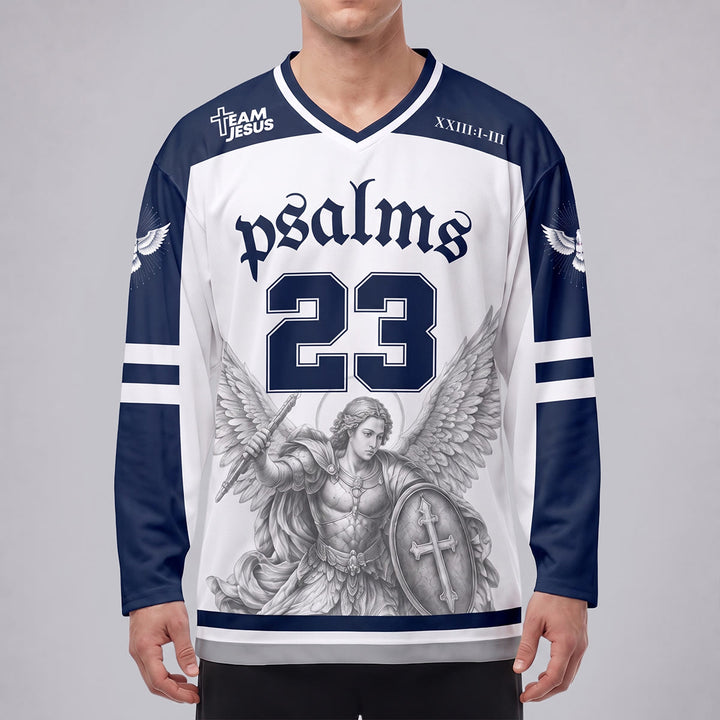 Christianartworkshop Camiseta de hockey de manga larga "Psalm 23 St. Michael Faith Warrior" - image 3