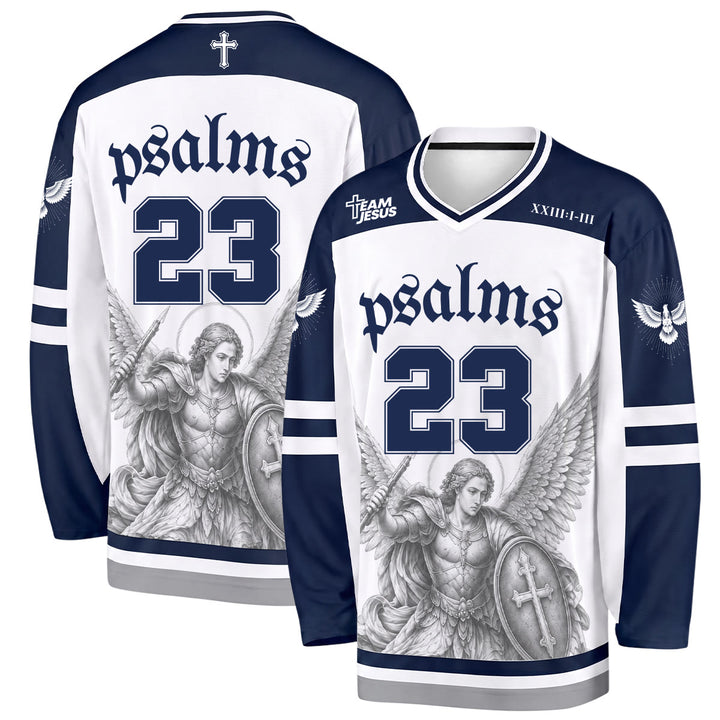 Christianartworkshop Camiseta de hockey de manga larga "Psalm 23 St. Michael Faith Warrior" - 5XL - image 0