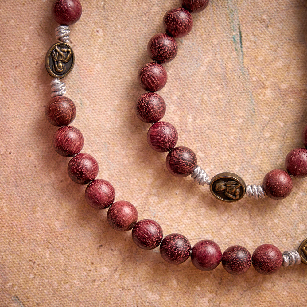Christianartworkshop Rosario de Nuestra Señora de madera de palo morado con devoción de bronce. - image 2