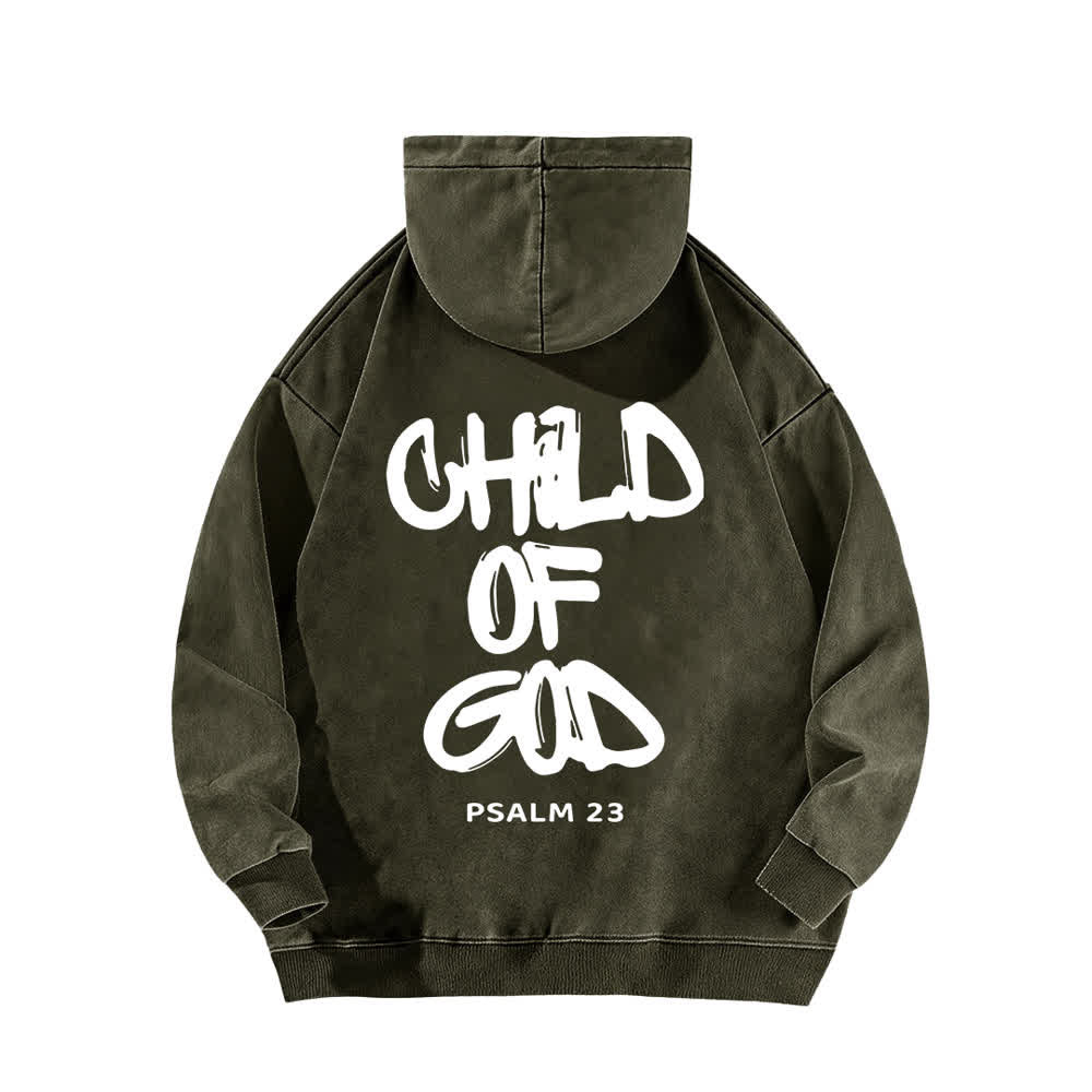 Christianartworkshop Sudadera con capucha lavada con estampado frontal y trasero del Salmo 23, inspirador "Hijo de Dios". - image 7