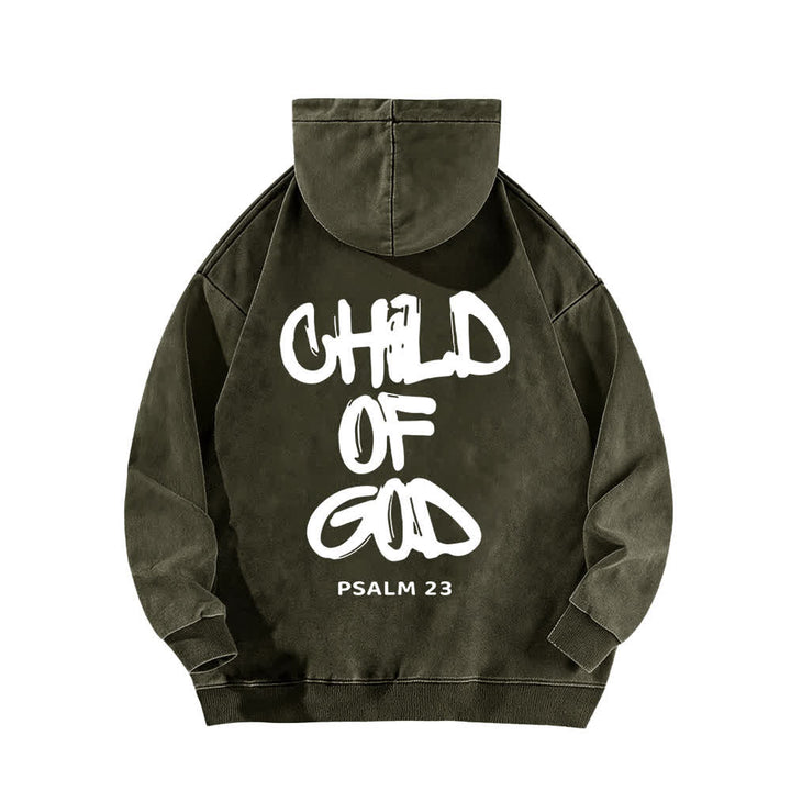 Christianartworkshop Sudadera con capucha lavada con estampado frontal y trasero del Salmo 23, inspirador "Hijo de Dios". - image 7