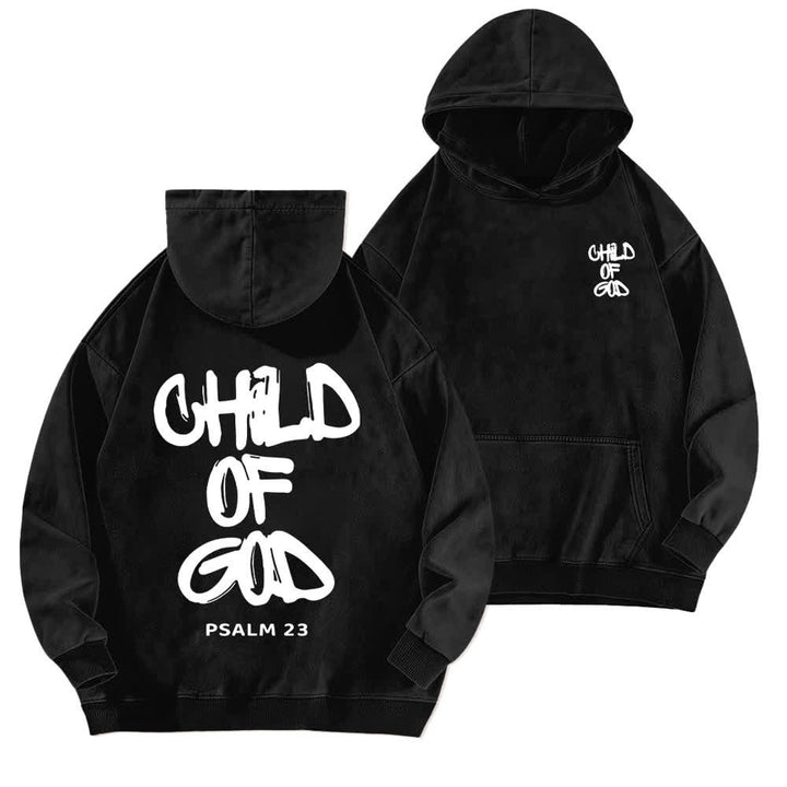 Christianartworkshop Sudadera con capucha lavada con estampado frontal y trasero del Salmo 23, inspirador "Hijo de Dios". - Negro - 5XL - image 3