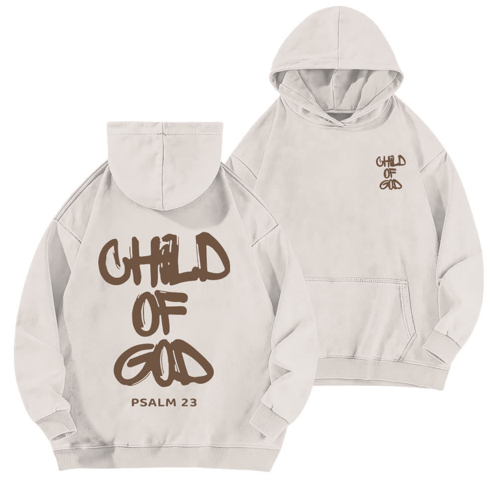 Christianartworkshop Sudadera con capucha lavada con estampado frontal y trasero del Salmo 23, inspirador "Hijo de Dios". - Blanco - 5XL - image 0