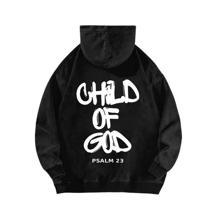 Christianartworkshop Sudadera con capucha lavada con estampado frontal y trasero del Salmo 23, inspirador "Hijo de Dios". - image 4